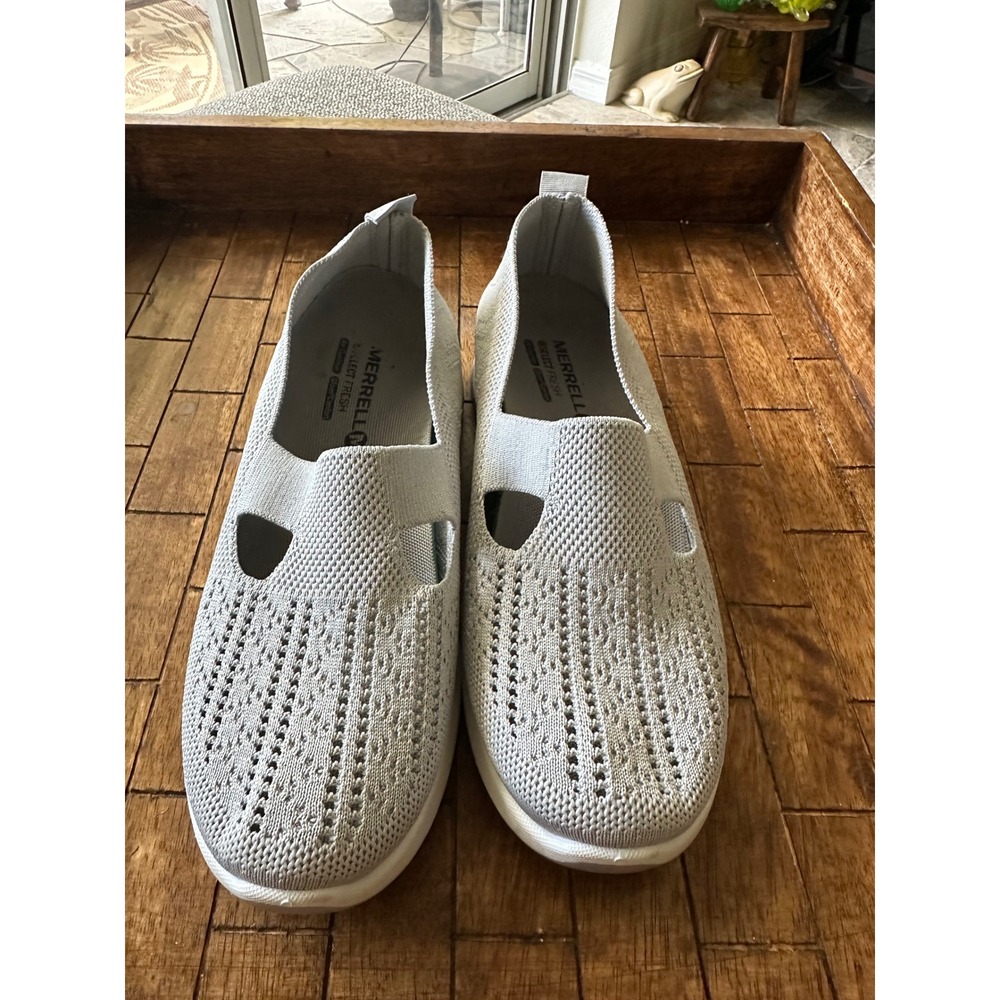 Merrell Grey Knit Slip On Sneakers Womens 9 M Select Fresh Air Cushion QForm